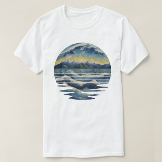 Set mit Gemälden im Van Gogh-Stil, das Meer bei So T-Shirt (Design vorne)