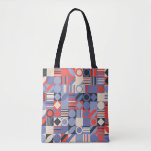 Set mit geometrischen Retroabdeckung. Bauhaus Retr Tasche