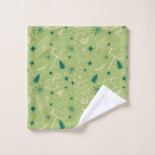 Set mit grünen Badehandtüchern (Waschlappen)