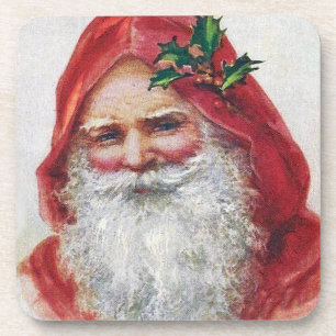Set mit Korkuntersetzer mit Vintage-Weihnachtsmann Untersetzer