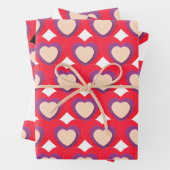 Set mit Lila Streifenpapierblättern aus dem Herzen Geschenkpapier Set (Beispiel)