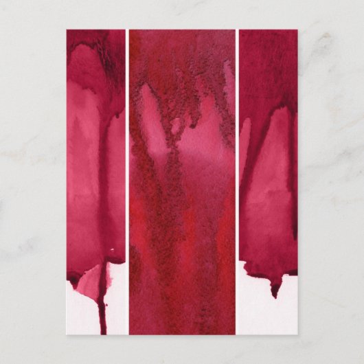 Set mit rotem Aquarell abstrakt bemalt Postkarte (Vorderseite)