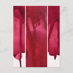 Set mit rotem Aquarell abstrakt bemalt Postkarte