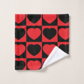 Set mit schwarzen und roten Herzen (Waschlappen)