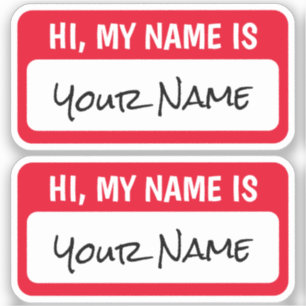 Set mit zwei personalisierten "Hallo, mein Name is Aufkleber