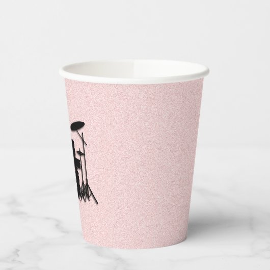 Set-Musikdesign rosa Pappbecher (Links)