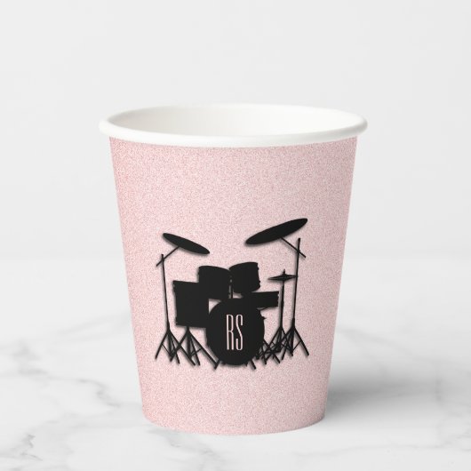 Set-Musikdesign rosa Pappbecher (Vorderseite)