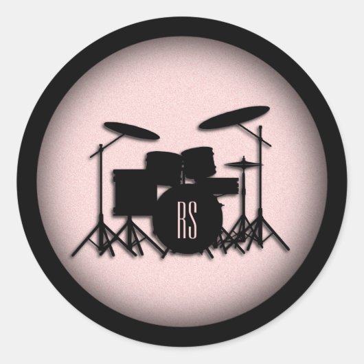 Set-Musikdesign rosa Runder Aufkleber (Vorderseite)