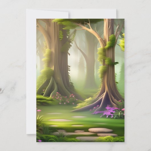 Set niedlich Floral Pink Mädchenmärchen ersten 1.  Einladung (Rückseite)