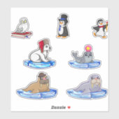 Set niedlicher artischer Tiere Aufkleber (Blatt)