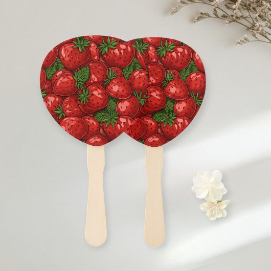 Set of 10 Fresh Strawberry Design Fans Fächer