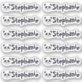 Set of 12 Cute Panda Name Labels (Vorderseite)