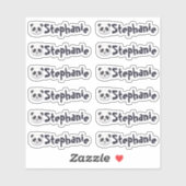 Set of 12 Cute Panda Name Labels (Blatt)