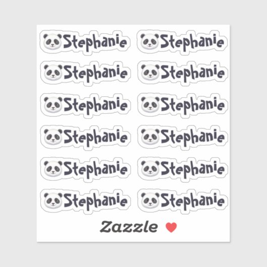Set of 12 Cute Panda Name Labels (Blatt)