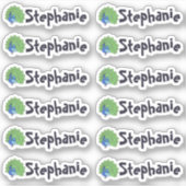 Set of 12 Cute Peacock Name Stickers Aufkleber (Vorderseite)