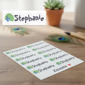 Set of 12 Cute Peacock Name Stickers Aufkleber