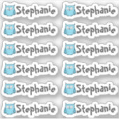 Set of 12 Small Whimsical Owl Name Labels (Vorderseite)