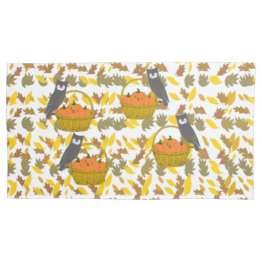 Set of 2 Autumn Pumpkins Fall Pillow Cases / Sham Kissenbezug (Vorderseite-Links)