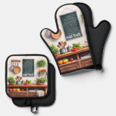 Set of 2 Oven Mitt & Potholder | Personalize Gift (Vorderseite/Rückseite)