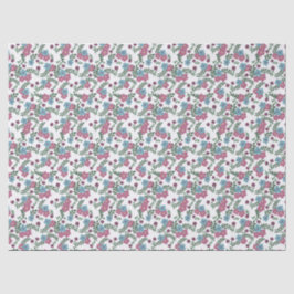 Set of 3-Boho Floral Pattern in Pink, Taupe & Teal Seidenpapier