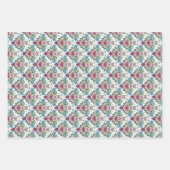 Set of 3-Earthy Pink & Teal Flowers and Hearts Geschenkpapier Set (Vorderseite 3)