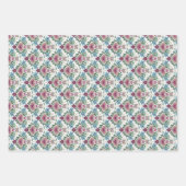 Set of 3-Earthy Pink & Teal Flowers and Hearts Geschenkpapier Set (Vorderseite 2)