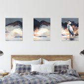 Set of 3 Heron Landscape Paintings | Orange & Gray (Schlafzimmer)
