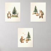 Set of 3 One Happy Camper Bear Nursery Wall Art (Vorderseite)