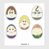 Set of 5 Painted Easter Egg Characters Aufkleber (Blatt)