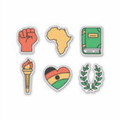 Set of 6 Black History Month Symbols Aufkleber (Vorderseite)