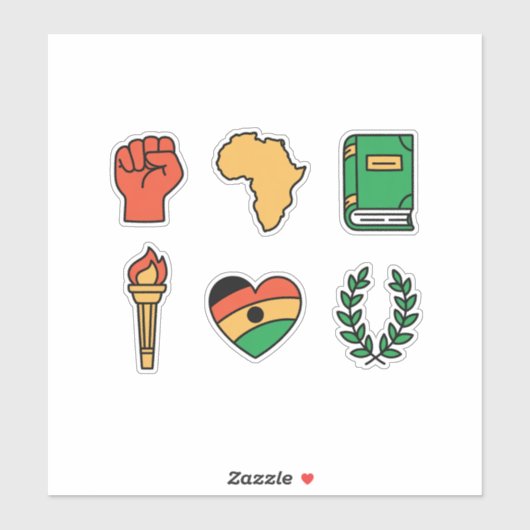 Set of 6 Black History Month Symbols Aufkleber (Blatt)