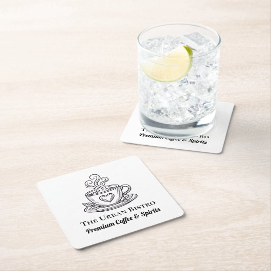 Set of 6 Custom Coasters for Company - Simple  Rechteckiger Pappuntersetzer (Vor Ort)