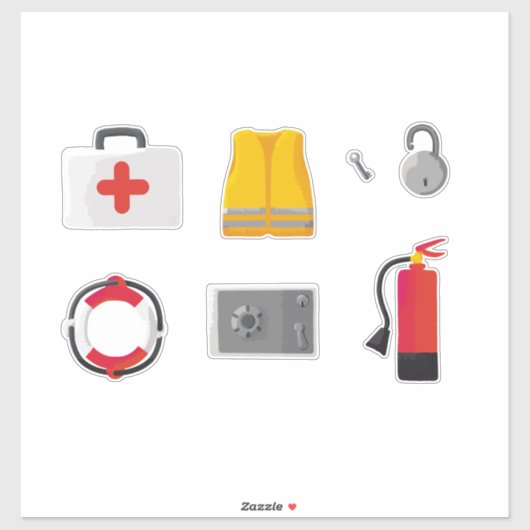 Set of 7 Safety Items Aufkleber (Blatt)