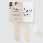 Set of Fans (Elegant Rustic Marsala Floral Save) Fächer (Vorne und Hinten)