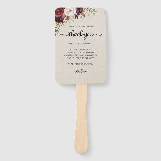 Set of Fans (Elegant Rustic Marsala Floral Save) Fächer (Vorderseite)