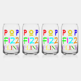 Set Of Four New Year Printed Can Glasses Dosenglas