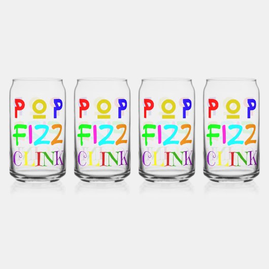 Set Of Four New Year Printed Can Glasses Dosenglas (Vorderseite)