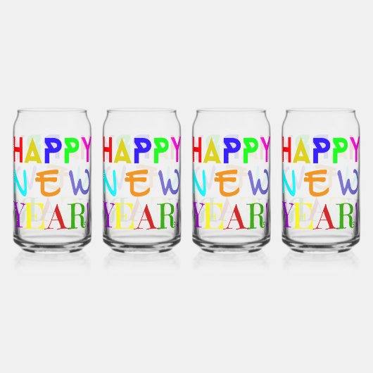 Set Of Four New Year Printed Can Glasses Dosenglas (Hinten)