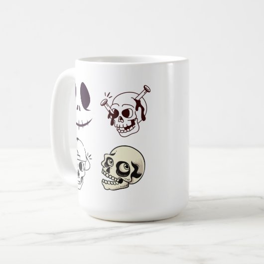 Set of Four Unique Skull Illustrations Kaffeetasse (Vorderseite Links)
