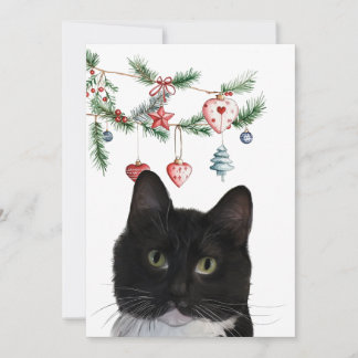 Set of Holiday Note Cards 5x7 Tuxedo Cat Mitteilungskarte