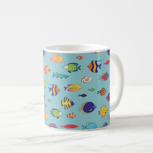 Set of tropical fish. line seamless pattern kaffeetasse (VorderseiteRechts)