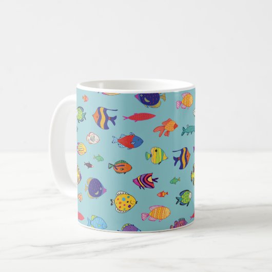 Set of tropical fish. line seamless pattern kaffeetasse (Vorderseite Links)