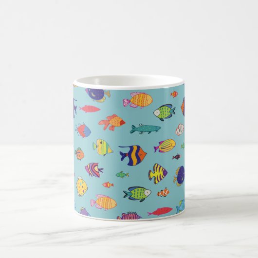 Set of tropical fish. line seamless pattern kaffeetasse (Mittel)