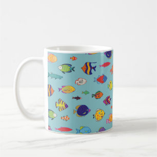 Set of tropical fish. line seamless pattern kaffeetasse