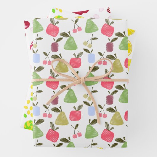 Set, Papierfrüchte, Obstpapier Geschenkpapier Set (Beispiel)
