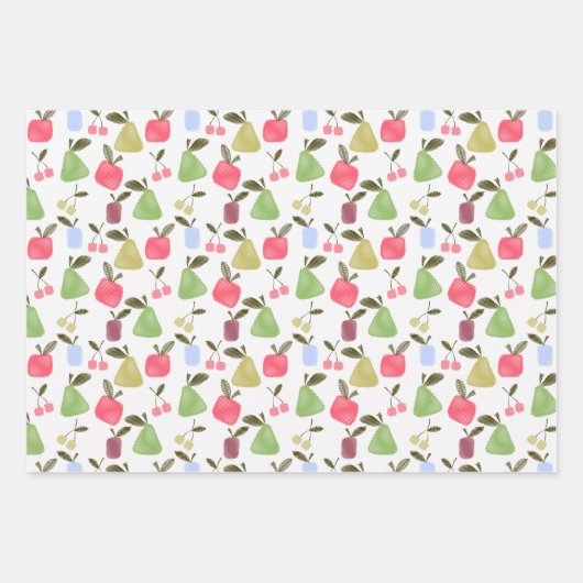 Set, Papierfrüchte, Obstpapier Geschenkpapier Set (Vorderseite)