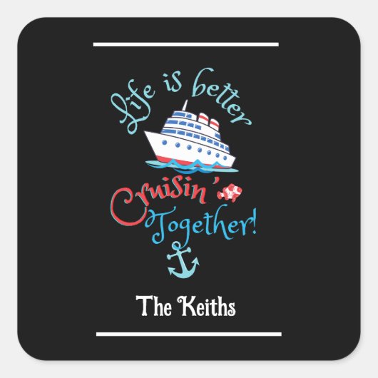 Set Sail Cruise Quadratischer Aufkleber (Vorderseite)