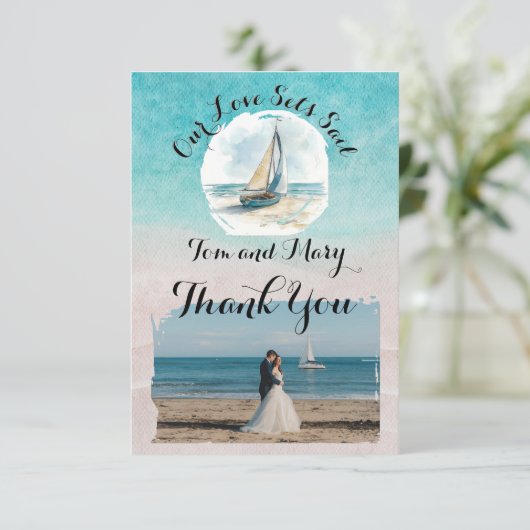 Set Sail Danke Karte (Stehend Vorderseite)