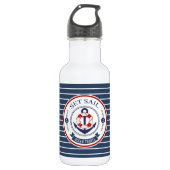 Set Sail Nautical Stripes Edelstahlflasche (Vorderseite)