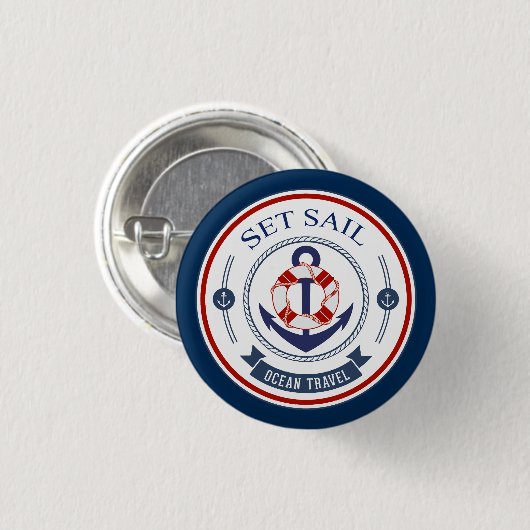Set Sail Ocean Travel Nautic Button (Vorne & Hinten)